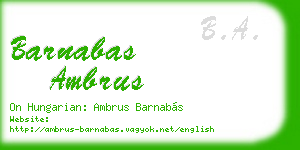 barnabas ambrus business card
